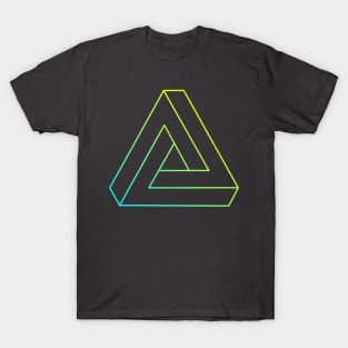 Impossible triangle with cyan to yellow gradient edge T-Shirt